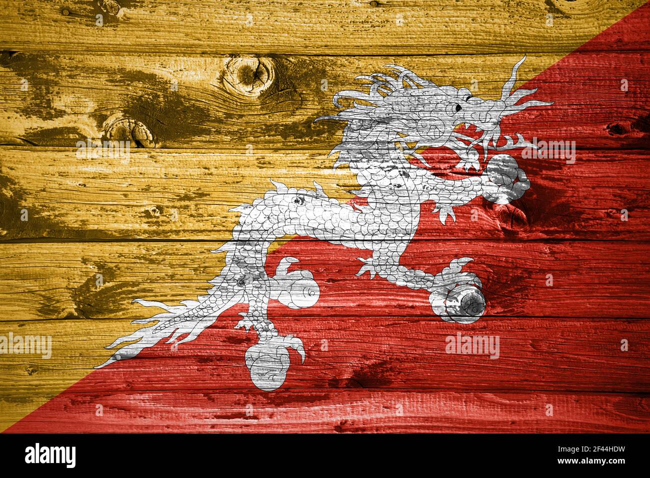 Bhutan flag on wooden planks background wood flag Stock Photo - Alamy