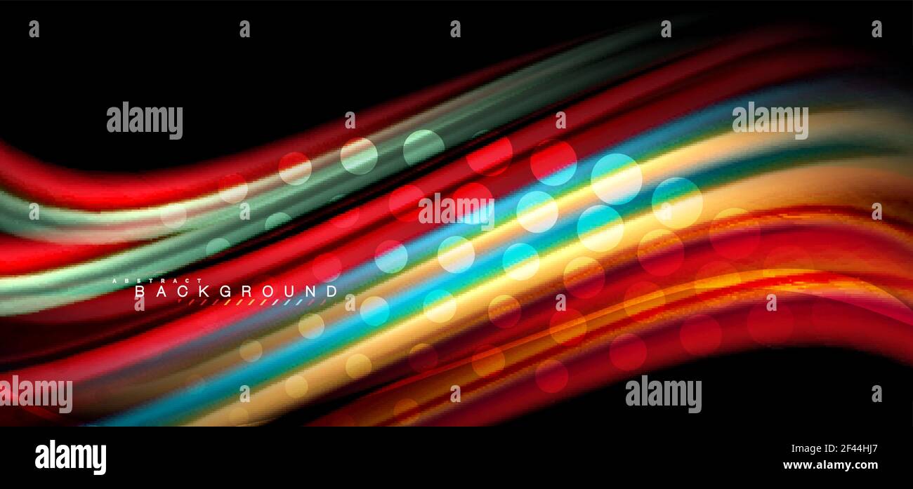 Multicolored wave lines on black background design. Multicolored wave lines on black background vector design Stock Vector