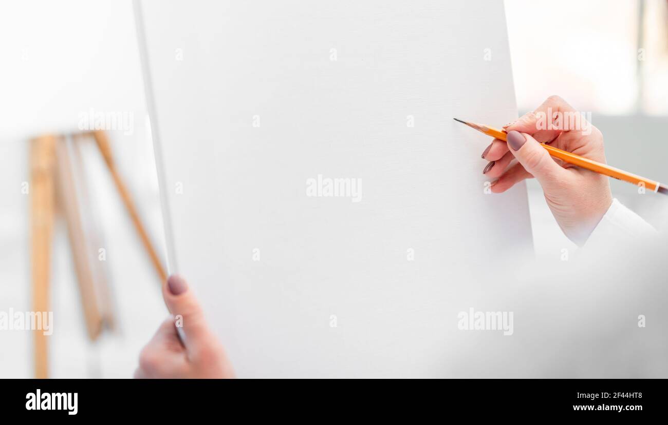 Sketching with pencil on white paper Stock Photo Alamy