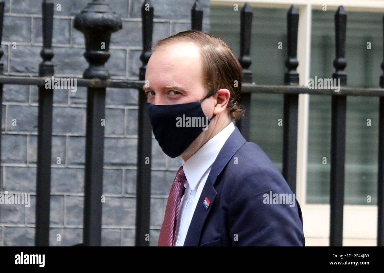 London, England, UK. 19th Mar, 2021. Secretary of State for Health and Social Care MATT HANCOCK is seen arriving at 10 Downing Street as PM Boris Johnson gets ready to get Astra Zeneca vaccine today. Credit: Tayfun Salci/ZUMA Wire/Alamy Live News Stock Photo