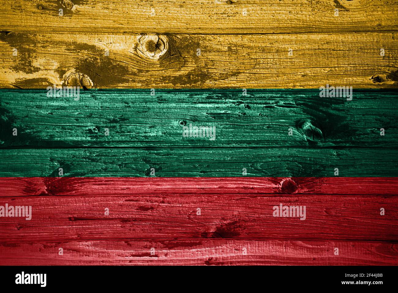 Lithuania flag on wooden planks background wood flag Stock Photo - Alamy