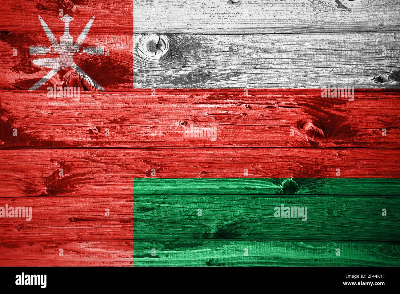 Oman flag on wooden planks background wood flag Stock Photo - Alamy