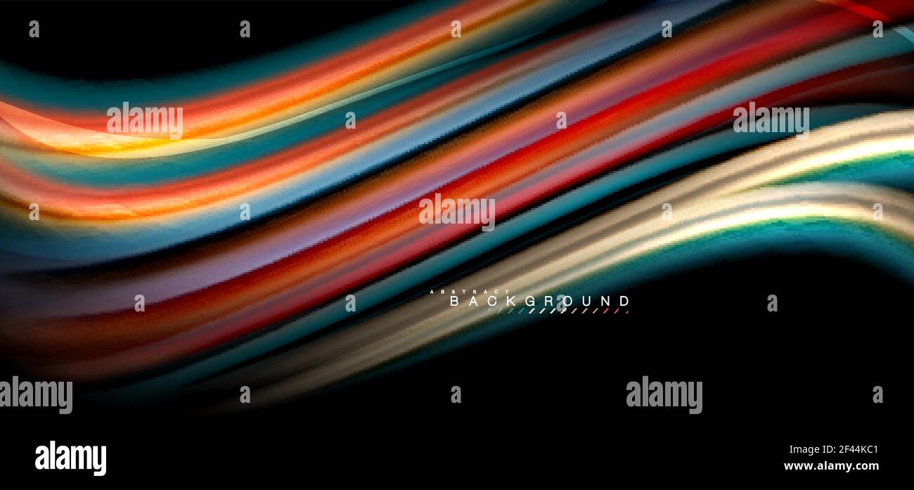 Multicolored wave lines on black background design. Multicolored wave lines on black background vector design Stock Vector