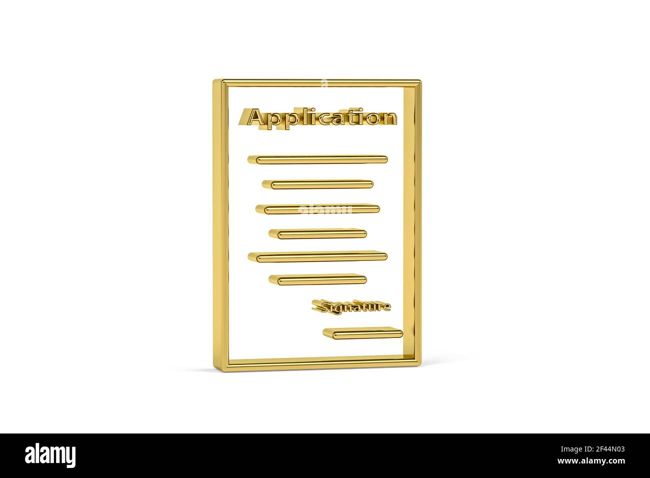 Golden 3d application icon isolated on white background - 3D render ...
