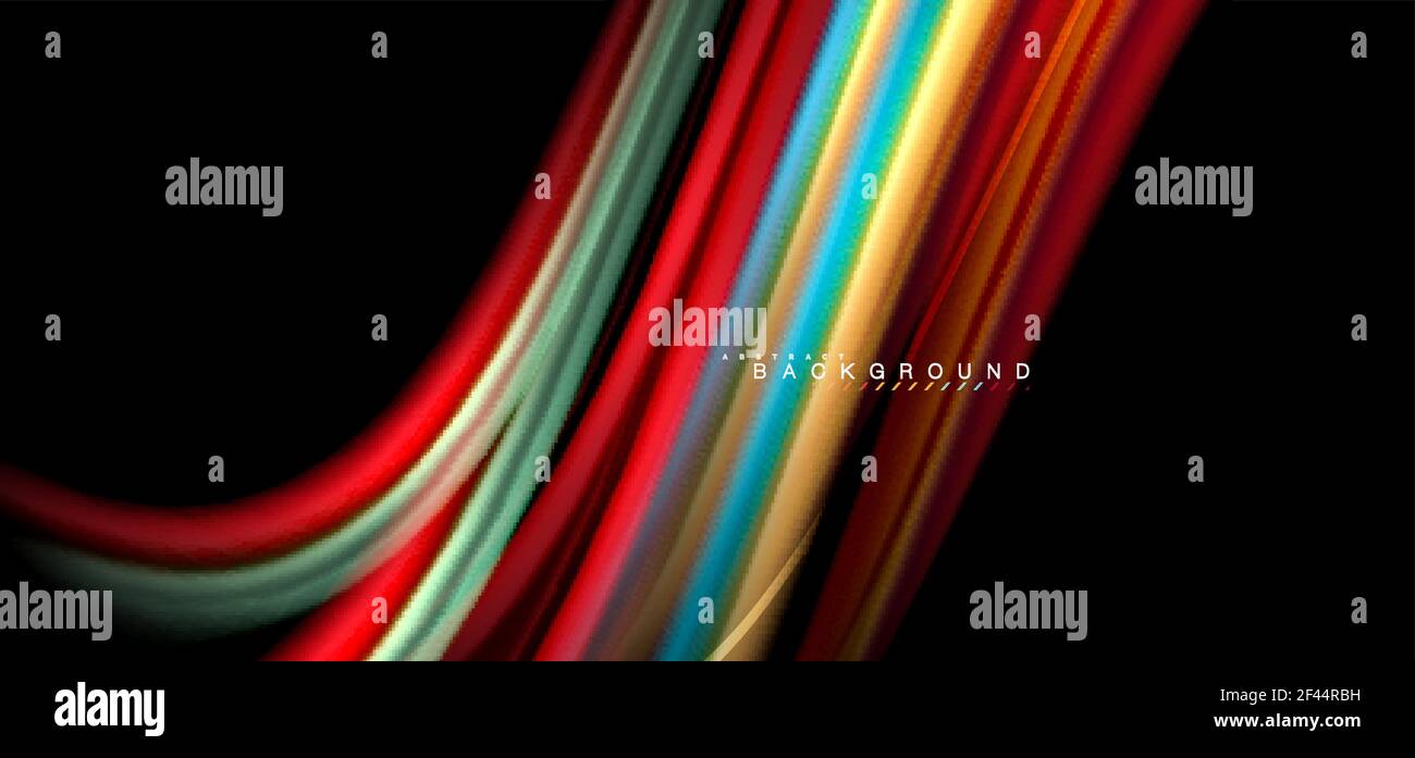 Multicolored wave lines on black background design. Multicolored wave lines on black background vector design Stock Vector