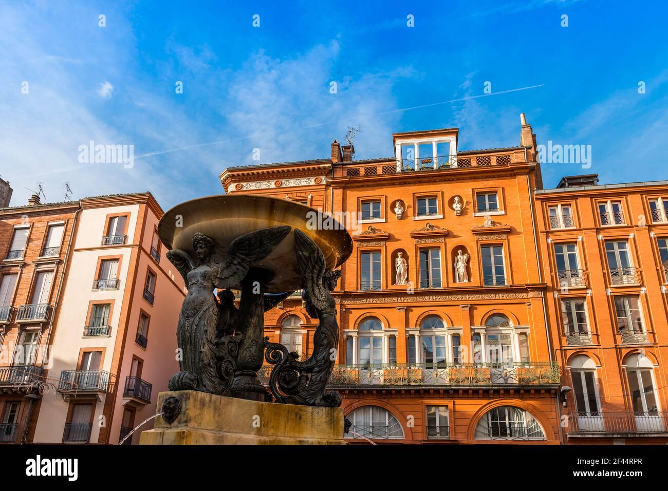 Fountain of the Three Graces, Trinity square, Toulouse, Haute Garonne, Occitanie, France Stock Photo
