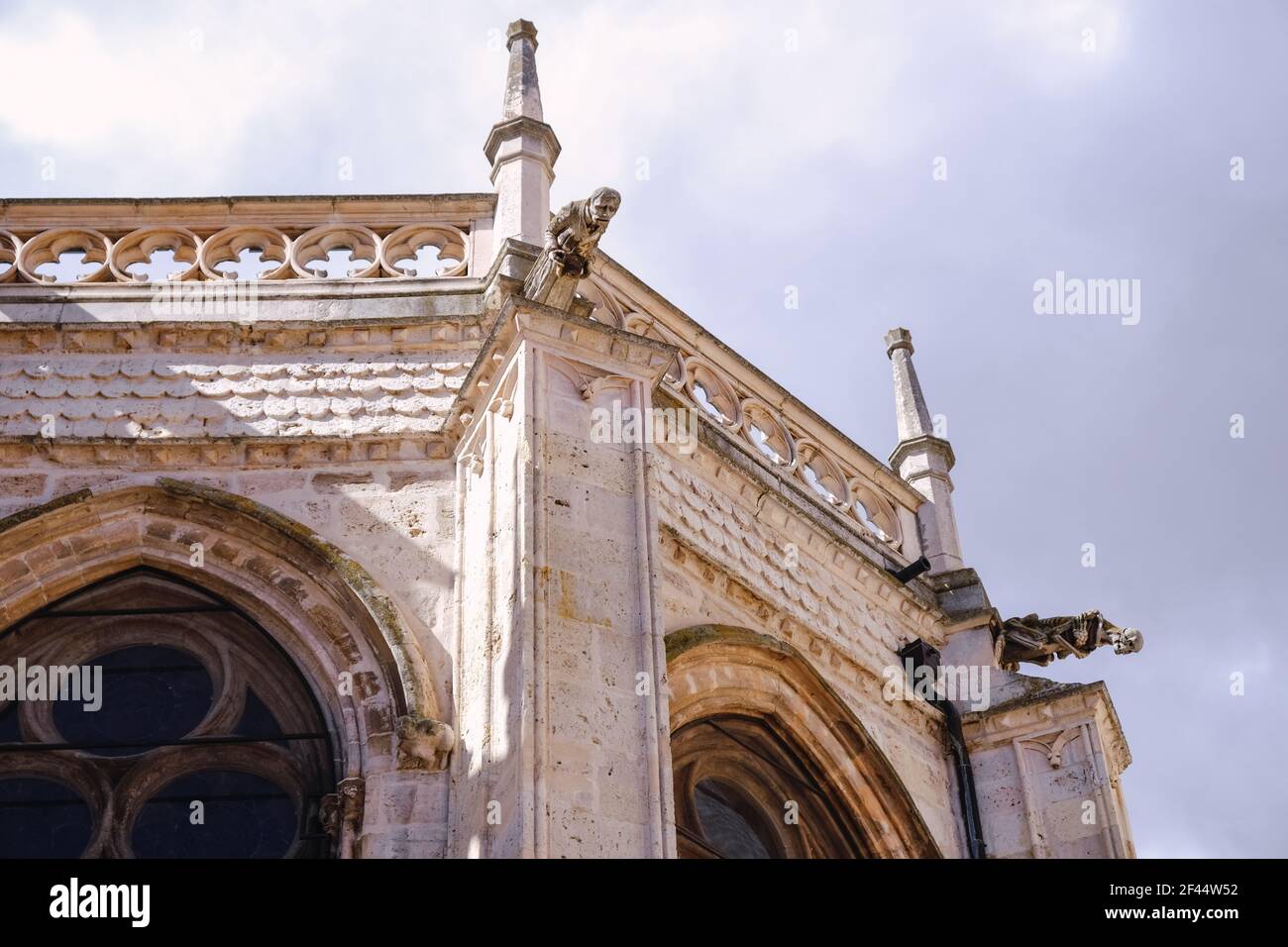 Gargoyles in the apse of the Cathedral of Palencia, Spain. Historic-artistic monument of Gothic style Stock Photo