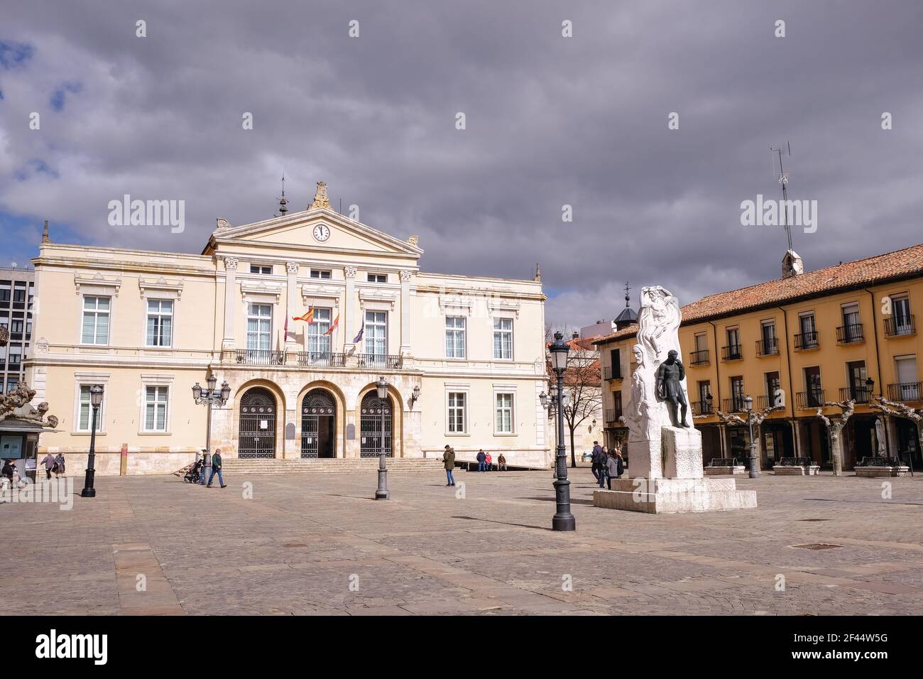 Plaza Mayor and City Hall of Palencia, Spain Stock Photo