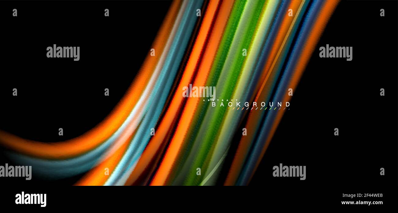 Multicolored wave lines on black background design. Multicolored wave lines on black background vector design Stock Vector