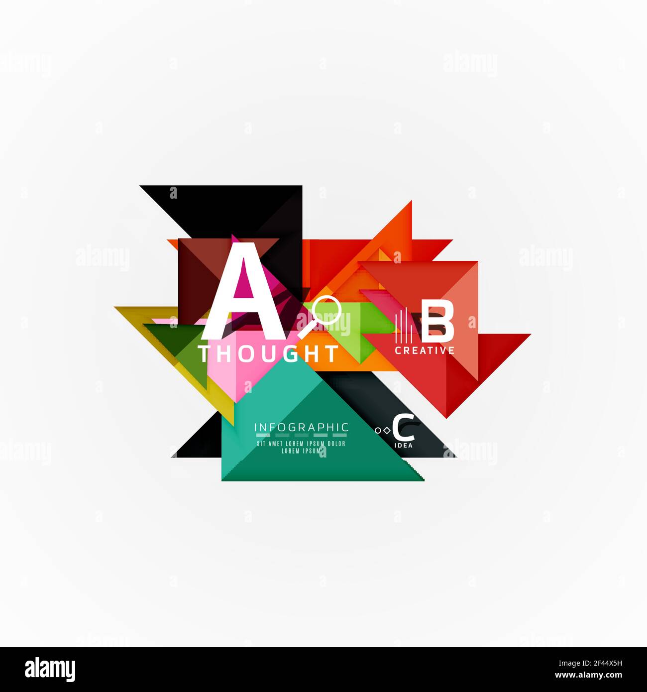 Abstract geometric option infographic banners, a b c steps process. Abstract geometric option infographic banners, a b c steps process. Vector illustration Stock Vector