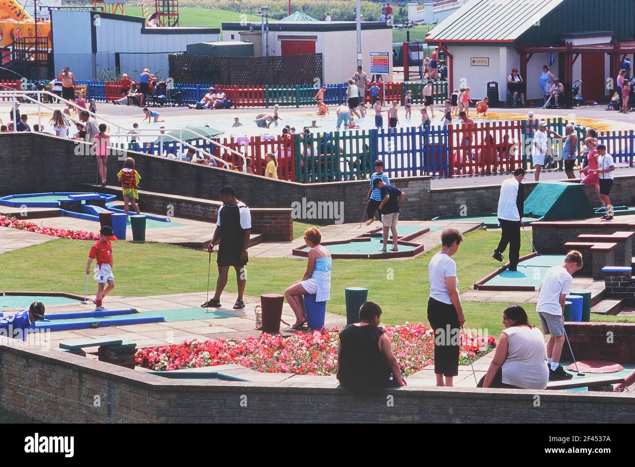 Crazy golf and splash pool at Queen's Park. Mablethorpe. Lincolnshire