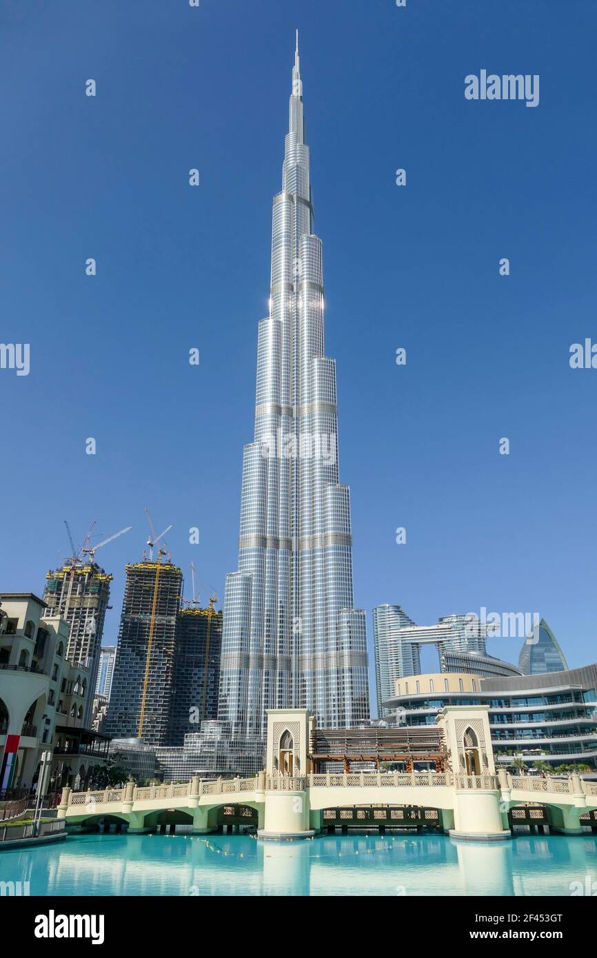 Scenery with Burj Khalifa building around the Burj Khalifa park in