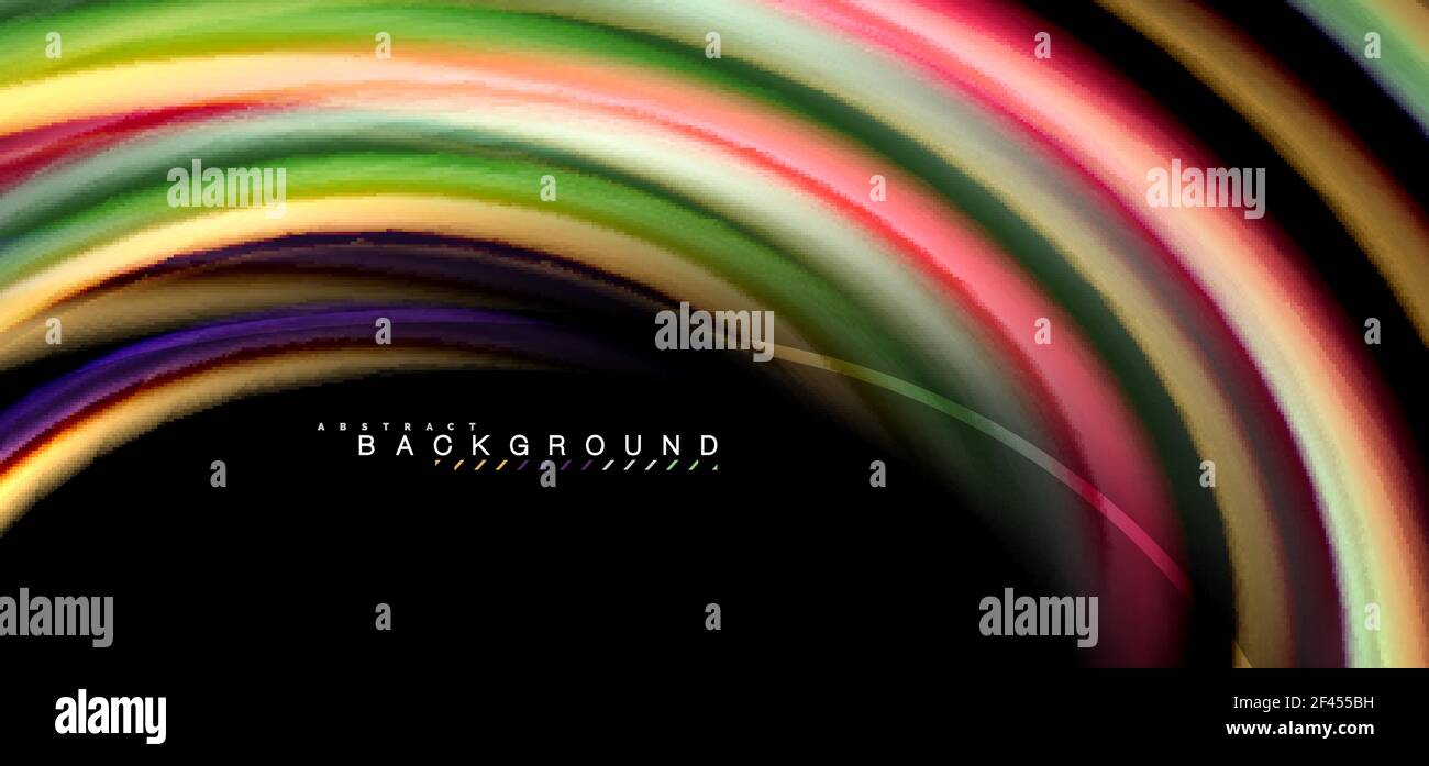 Multicolored wave lines on black background design. Multicolored wave lines on black background vector design Stock Vector