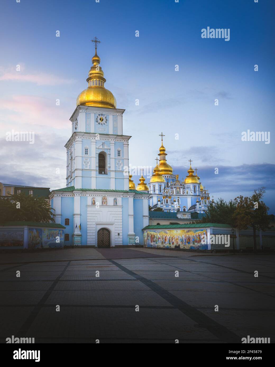 St. Michael's Golden-Domed Monastery at sunset - Kiev, Ukraine Stock Photo