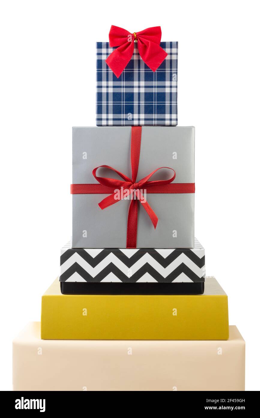 Christmas tree made with gift boxes. Stock Photo