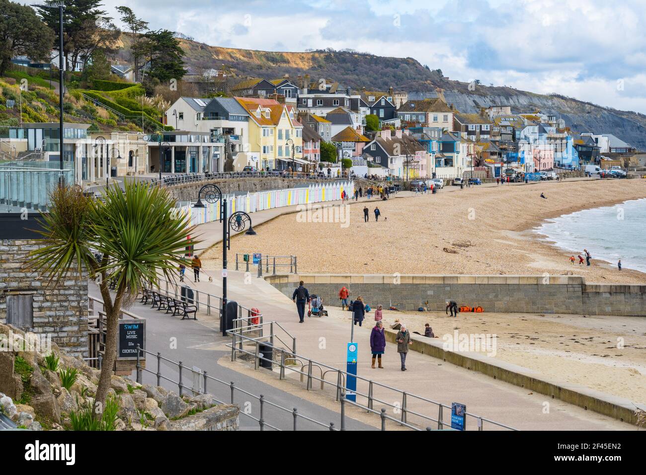 Lyme Regis, Dorset, UK. 19th Mar, 2021. UK Weather: A mixed bag of sunshine and cloud along with a chilly breeze at the seaside resort of Lyme Regis. A bracing sea breeze kept people away as unsettled conditions are forecast over the weekend Credit: Celia McMahon/Alamy Live News Stock Photo