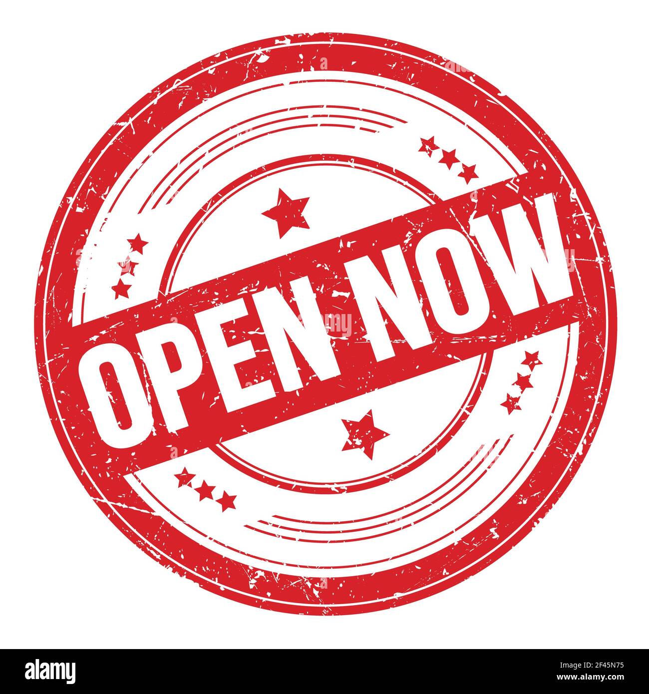 OPEN NOW text on red round grungy texture stamp Stock Photo - Alamy