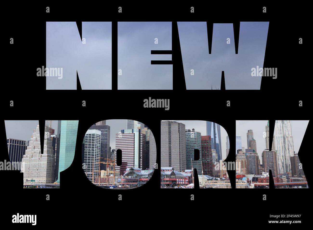 New York city name USA travel destination sign on black background