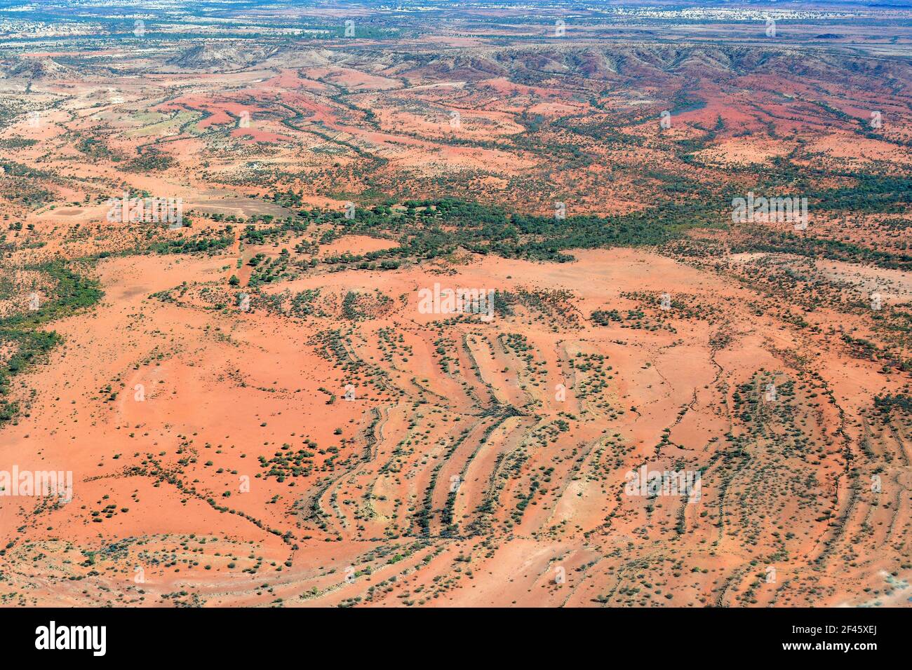 Australia, NT, aerial view from outback around Alice Springs Stock