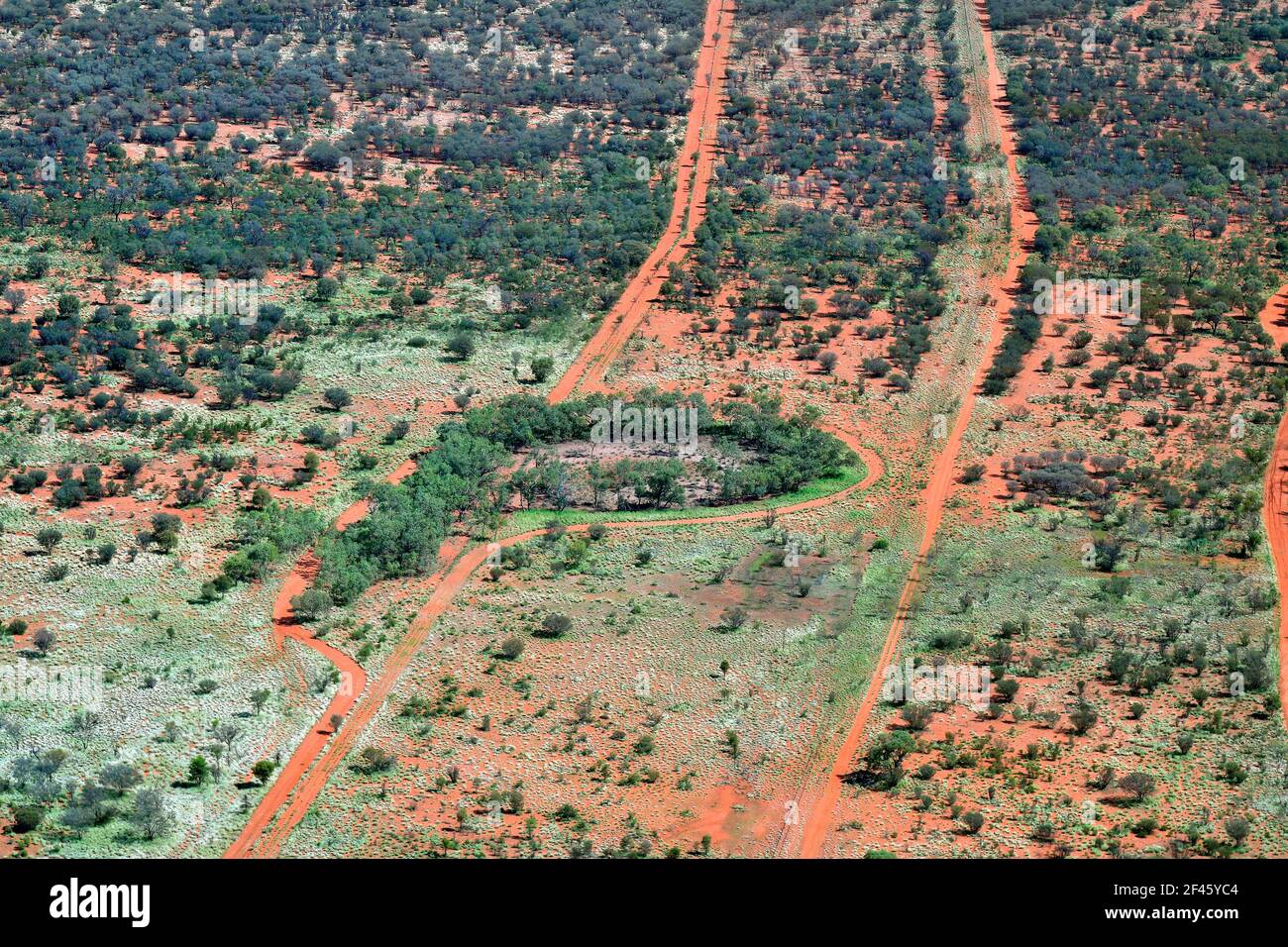 Australia, NT, arerial view from outback with unsealed road around Alice Springs Stock Photo