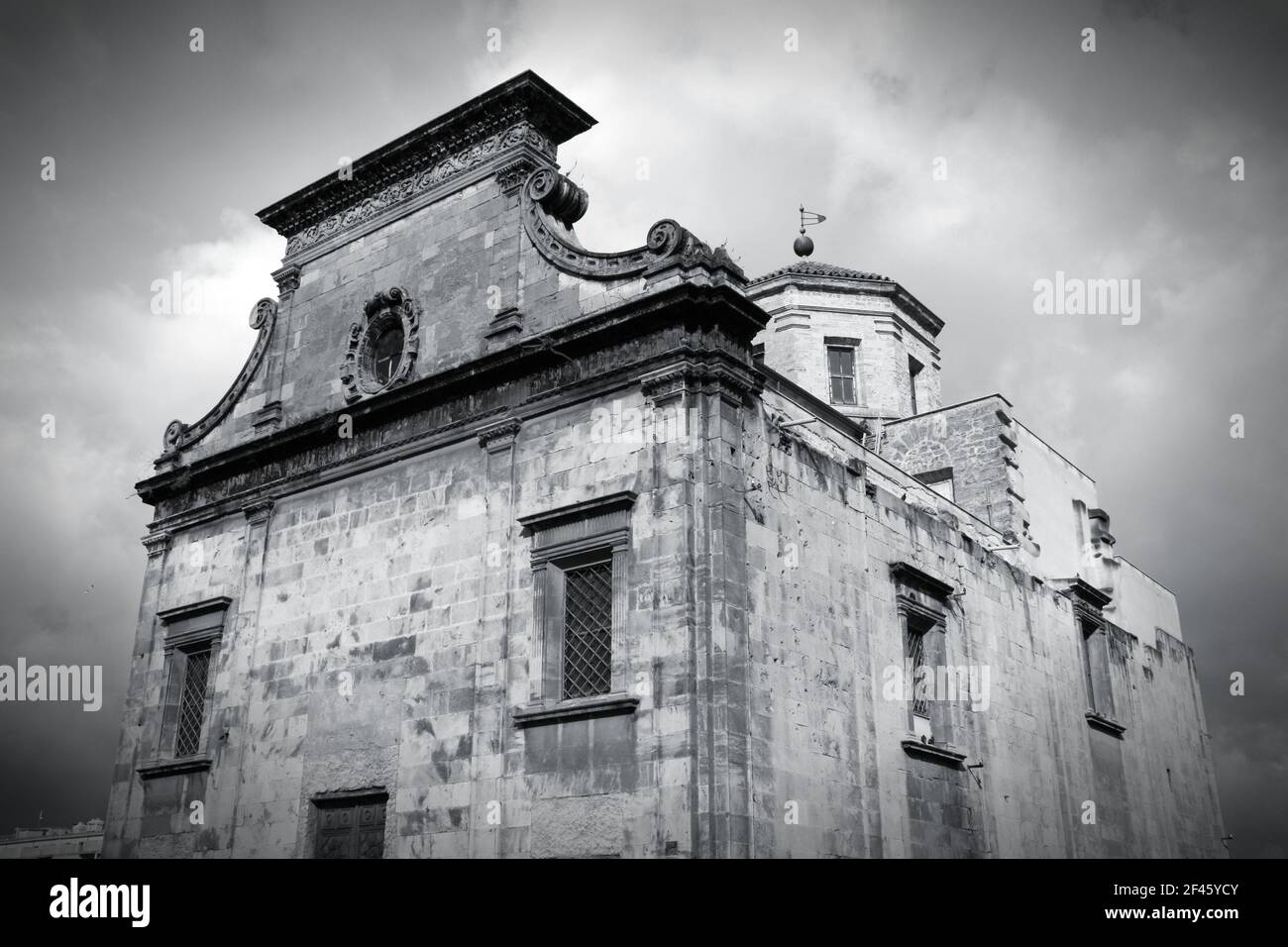 Palermo, Sicily island in Italy. San Giorgio dei Genovesi church, mannerist style. Black and white tone - retro monochrome BW color style. Stock Photo