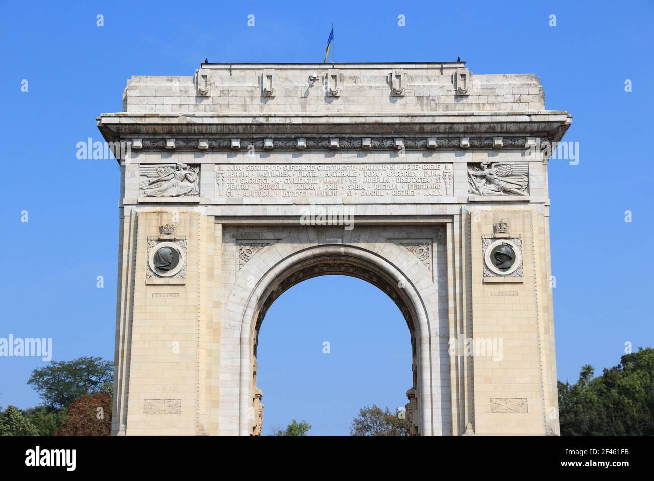 Bucharest city, Romania.Triumphal Arch. European landmarks. Stock Photo