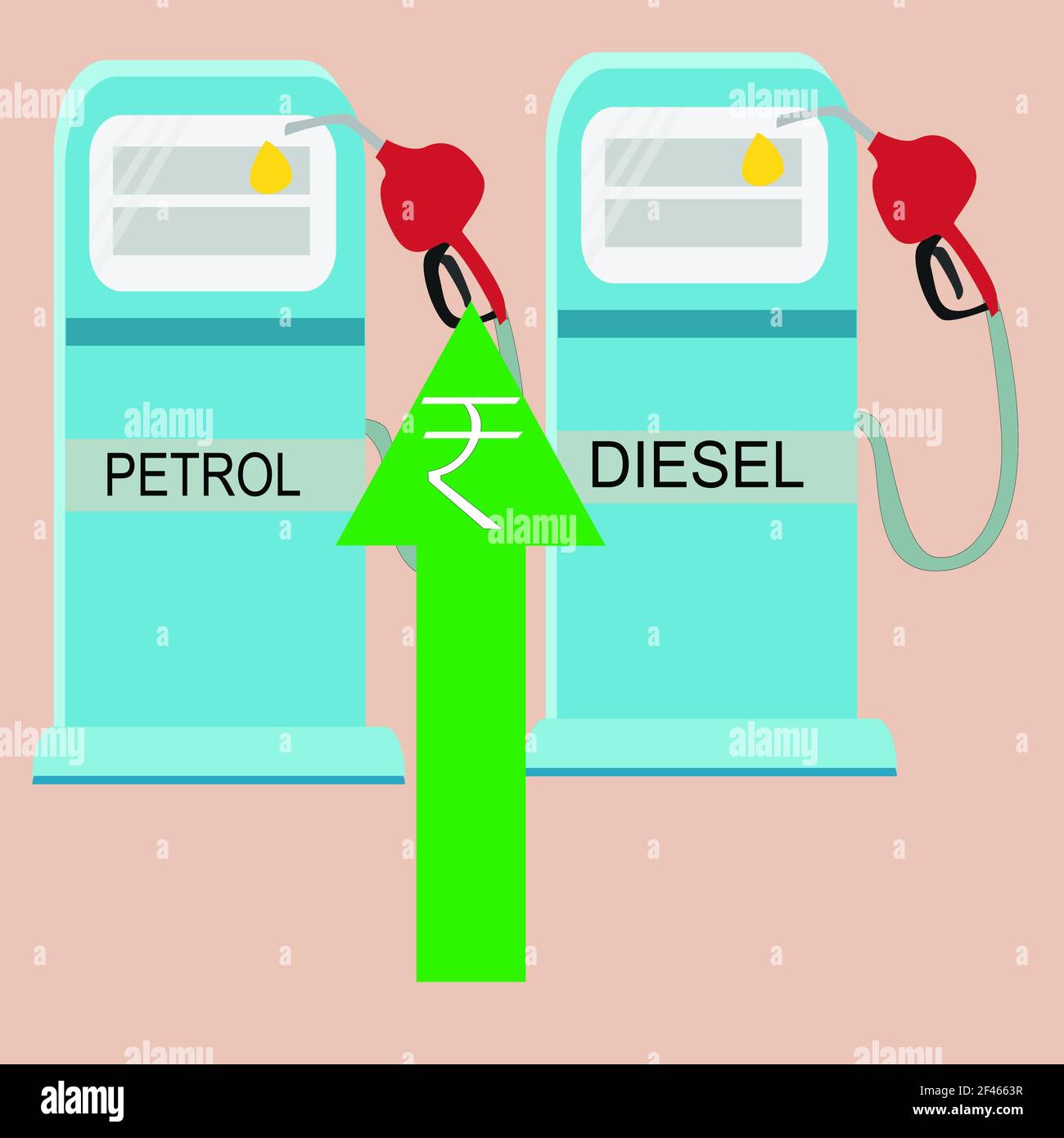 Indian fuel price hike Concept, Increasing petrol and Diesel Price, Up