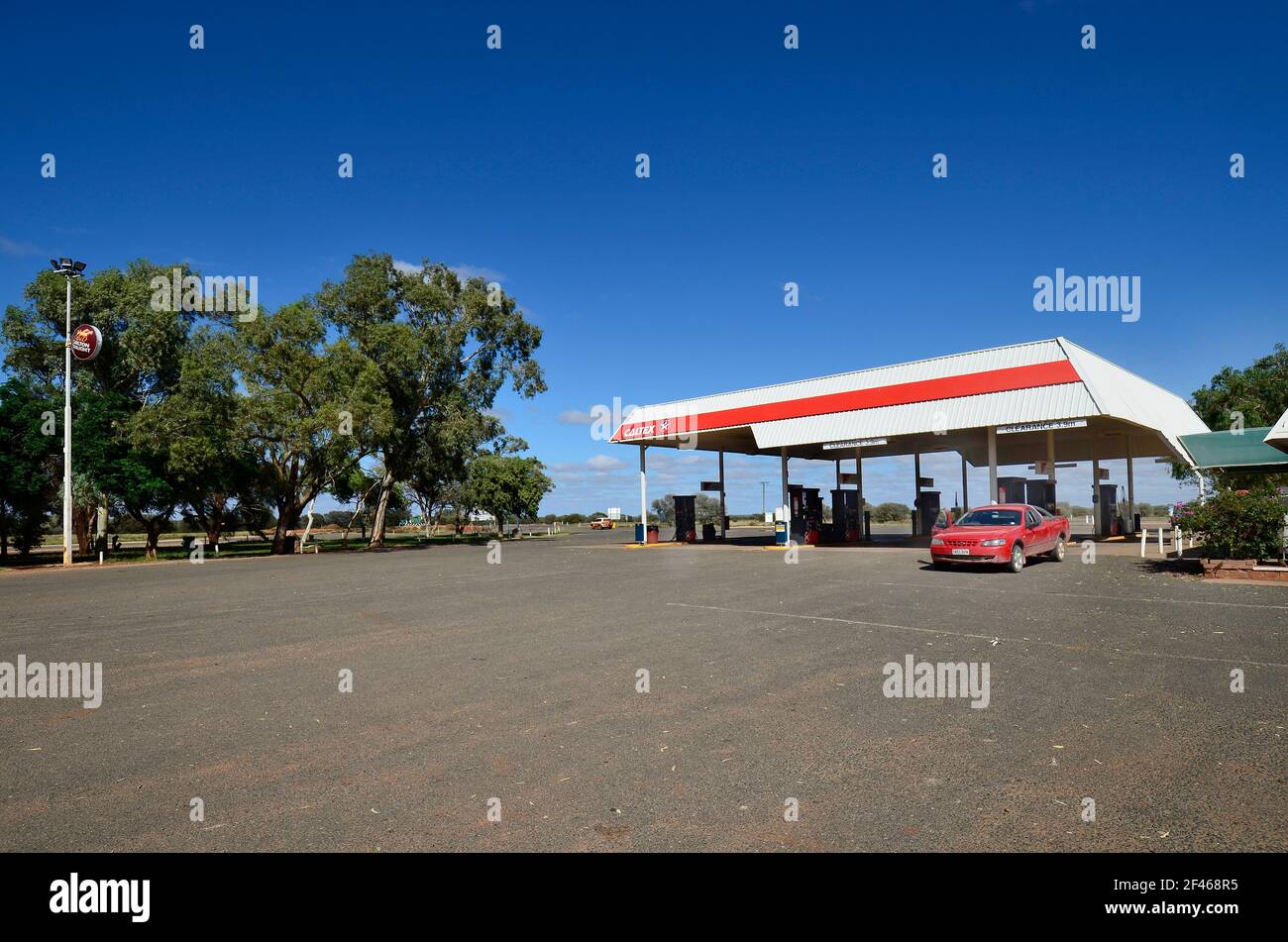 Marla, South Australia - November 15, 2017: Petrol station on Marla roadhouse on Stuart highway Stock Photo