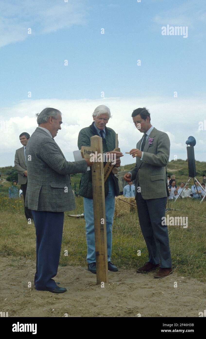 HRH Prince Charles at the official opening of Peddars Way / Norfolk Coast Path National Trail, Holme-next-the-Sea, near Hunstanton, Norfolk, 08/07/86 Stock Photo