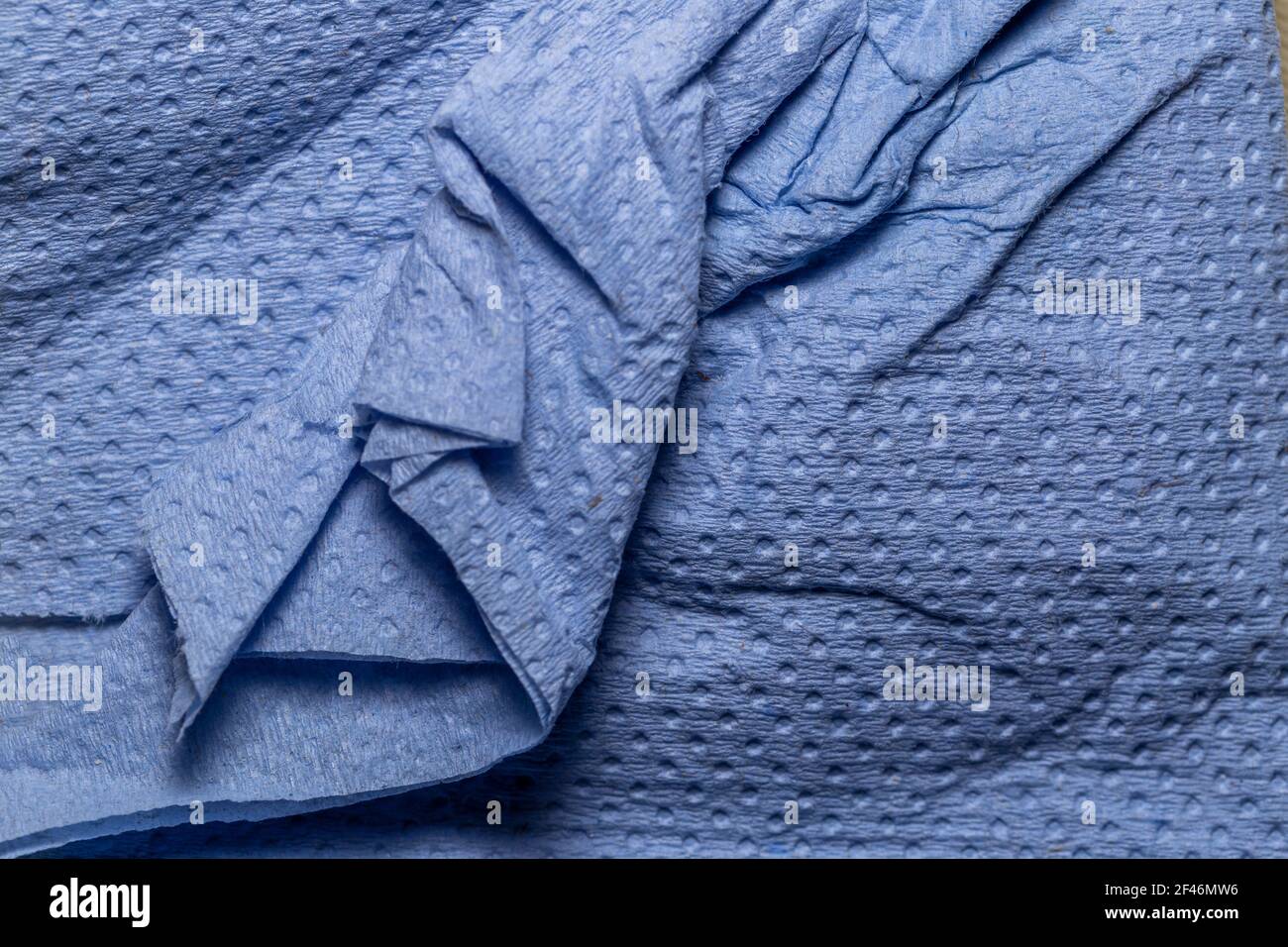 Blue Dotted Wrinkled Plain Paper Background Stock Photo
