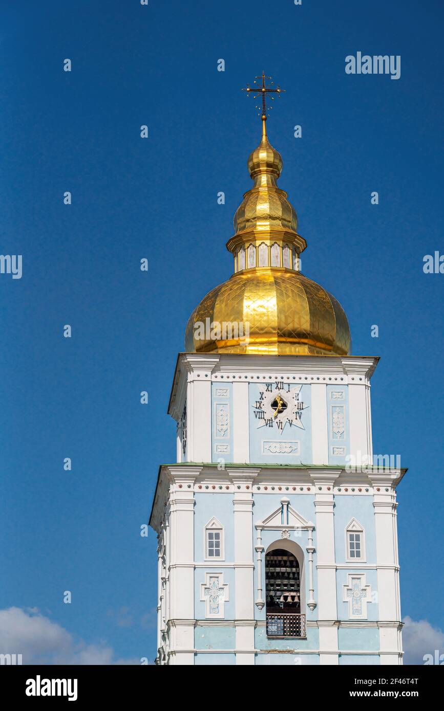 St. Michael's Golden-Domed Monastery Bell Tower - Kiev, Ukraine Stock Photo