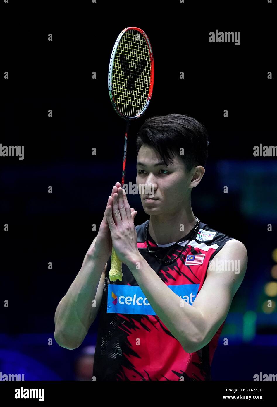 Malaysias Lee Zii Jia in action during his match against Japans Kento Momota on day three of the YONEX All England Open Badminton Championships at Utilita Arena Birmingham