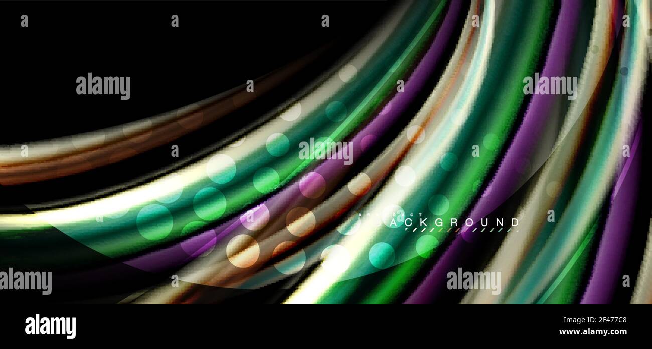 Multicolored wave lines on black background design. Multicolored wave lines on black background vector design Stock Vector
