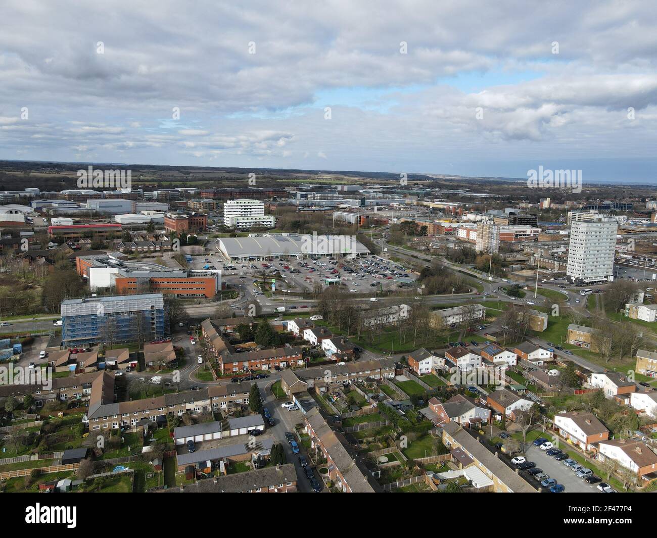 Stevenage town centre Hertfordshire UK Aerial Stock Photo Alamy