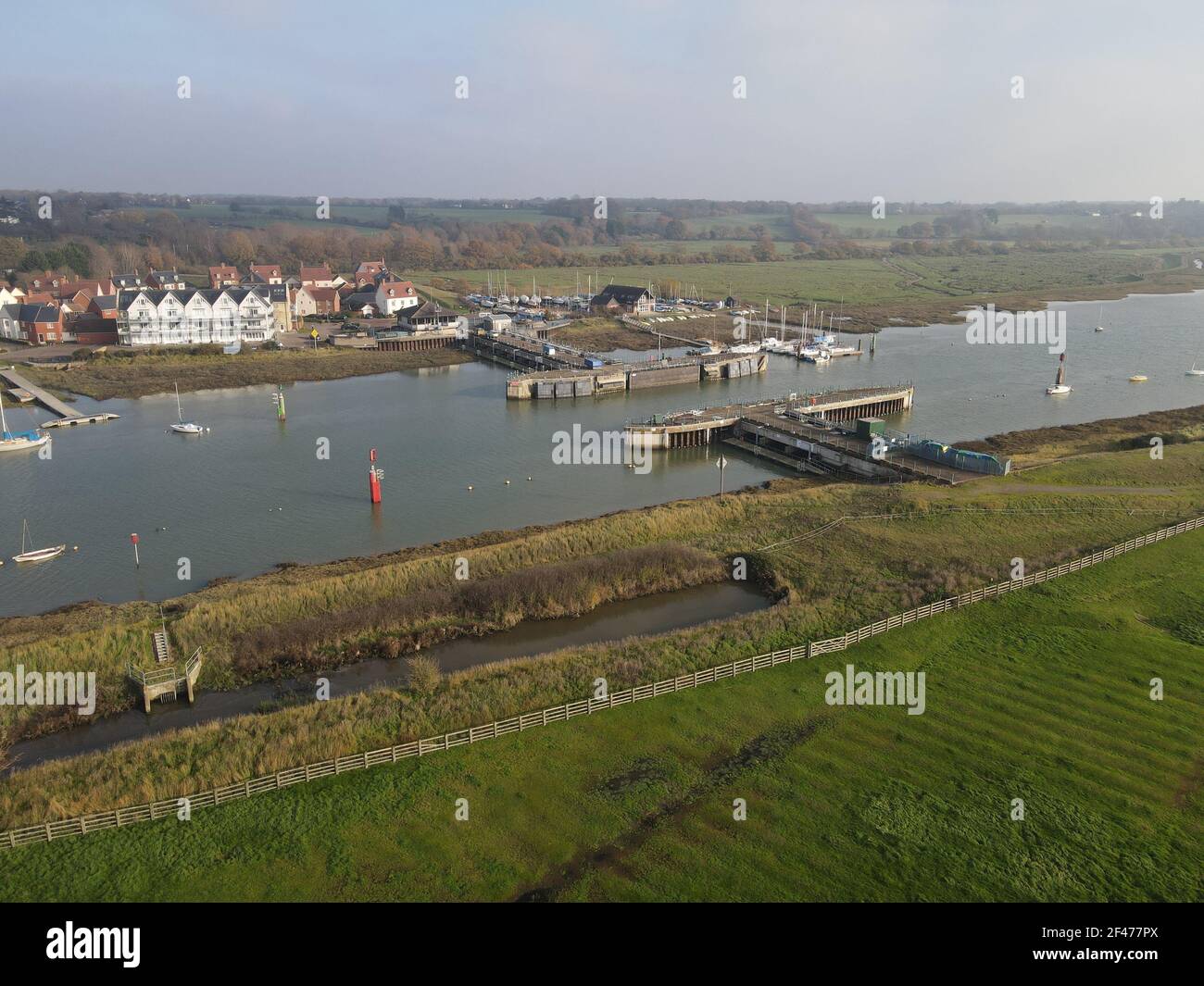 River Colne, Essex UK Barrier flood defence Colne Tide Barrier Wivenhoe