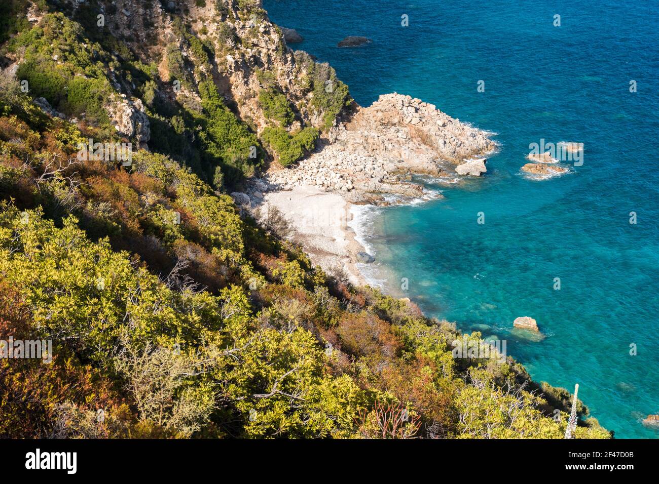 The coastline near Santa Maria Navarrese and the small bay called Cala Fenile (Sardinia, Italy) Stock Photo