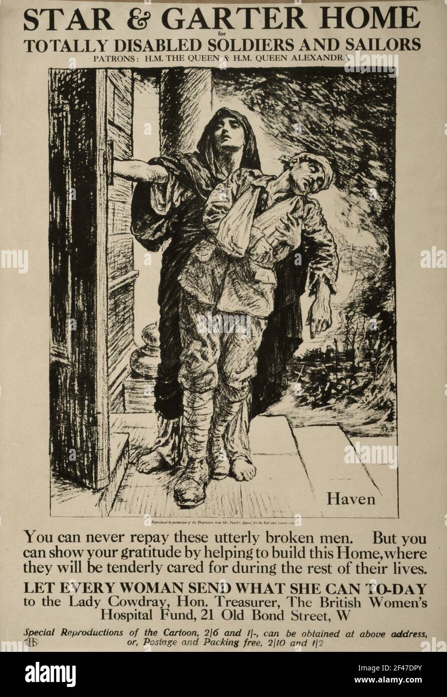 A first world war poster for the Star & Garter Home for the Totally Disabled Stock Photo