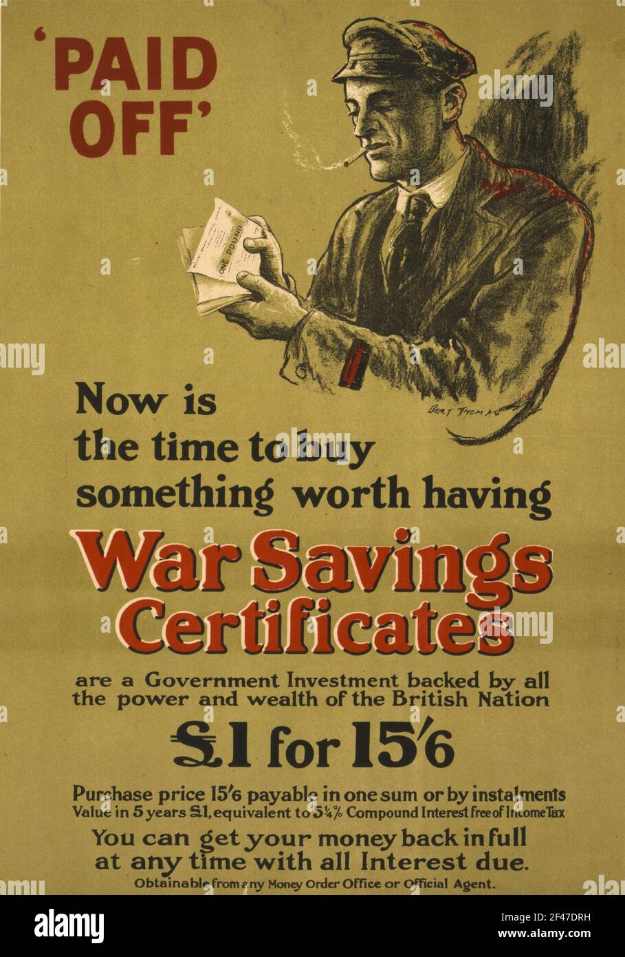 A first world war poster advertising National War Savings Certificates Stock Photo