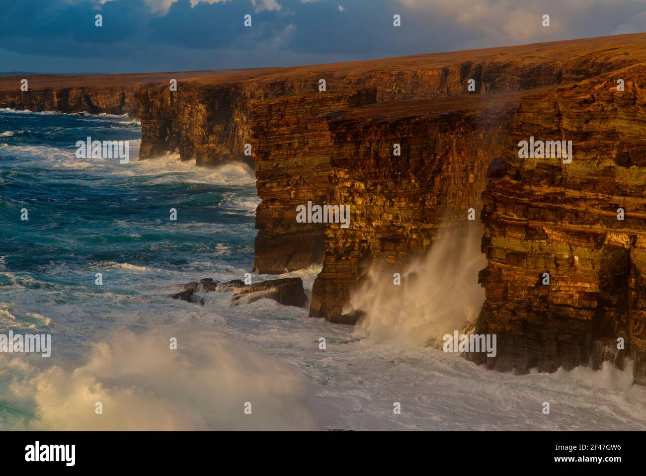 Cliffs at North Gaulton, Orkney West Mainland Stock Photo