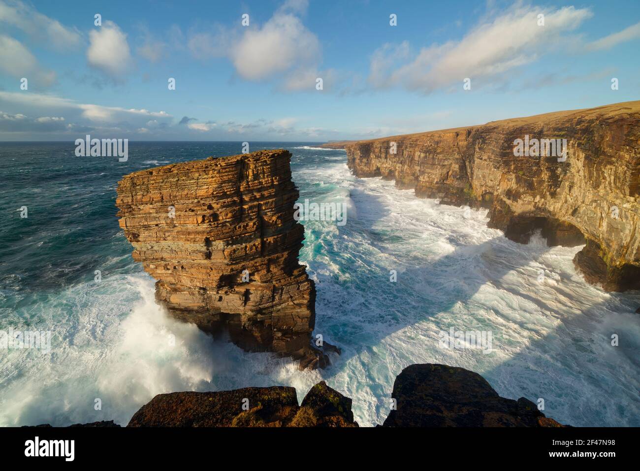 North Gaulton sea stack. Orkney Isles Stock Photo