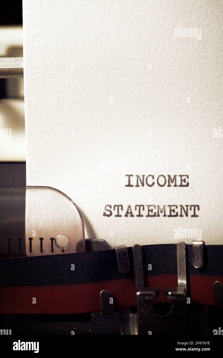 Typewriter Statement Income statement phrase written with a typewriter Stock Photo - Alamy