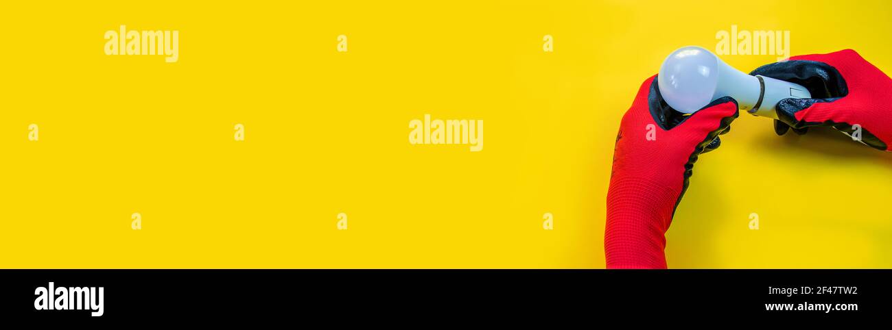 Electrical installation measuring instruments tools on a yellow background with copy space. place for text. Selective focus Stock Photo