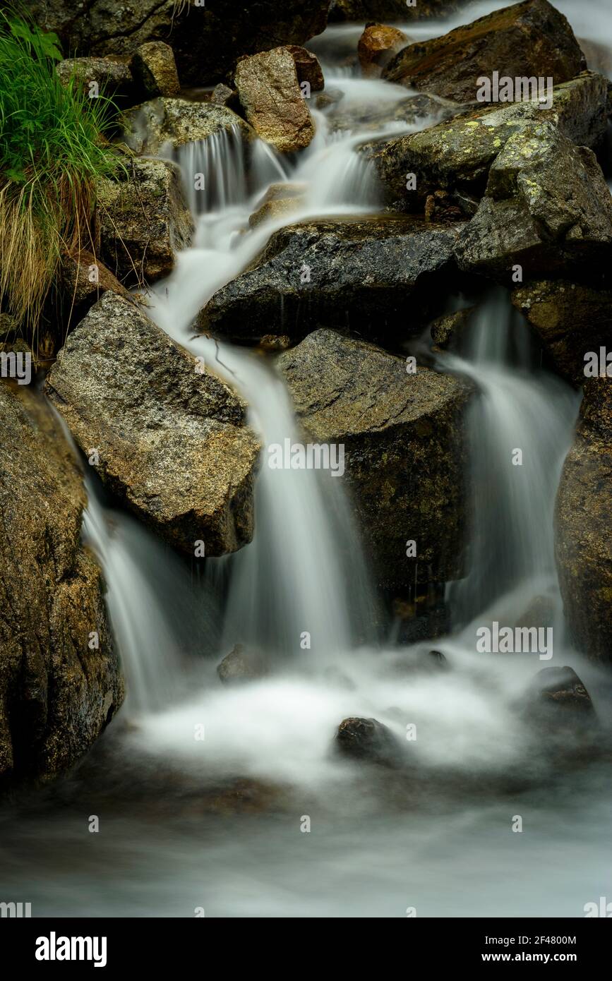 Ratera waterfall in summer (Aigüestortes and Estany de Sant Maurici National Park, Catalonia, Spain, Pyrenees) Stock Photo