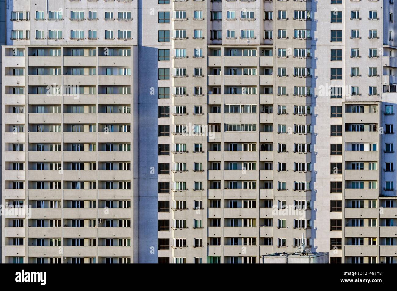 City apartment block, pattern of tenement building Stock Photo