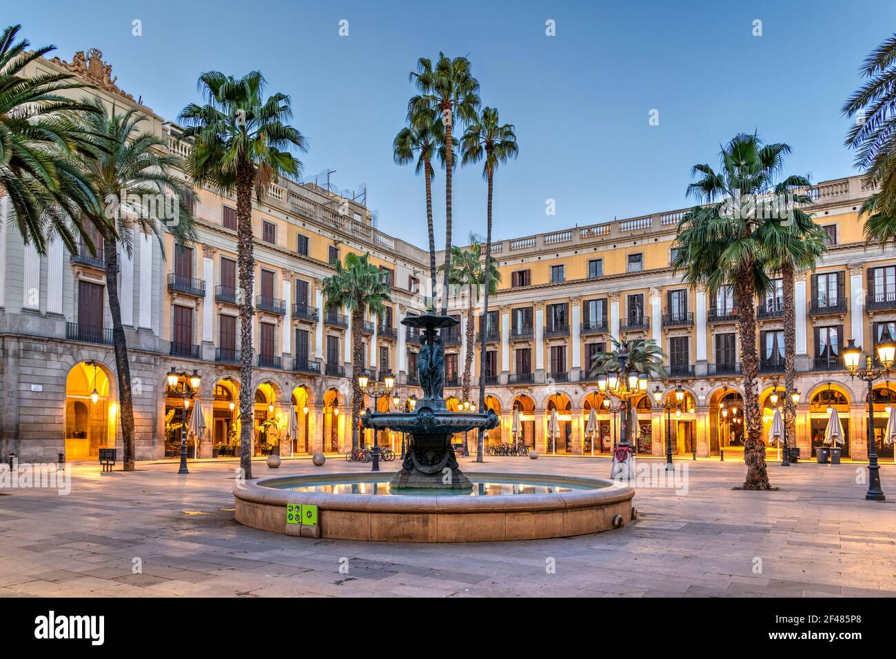 Plaza Real or Placa Reial, Barcelona, Catalonia, Spain Stock Photo
