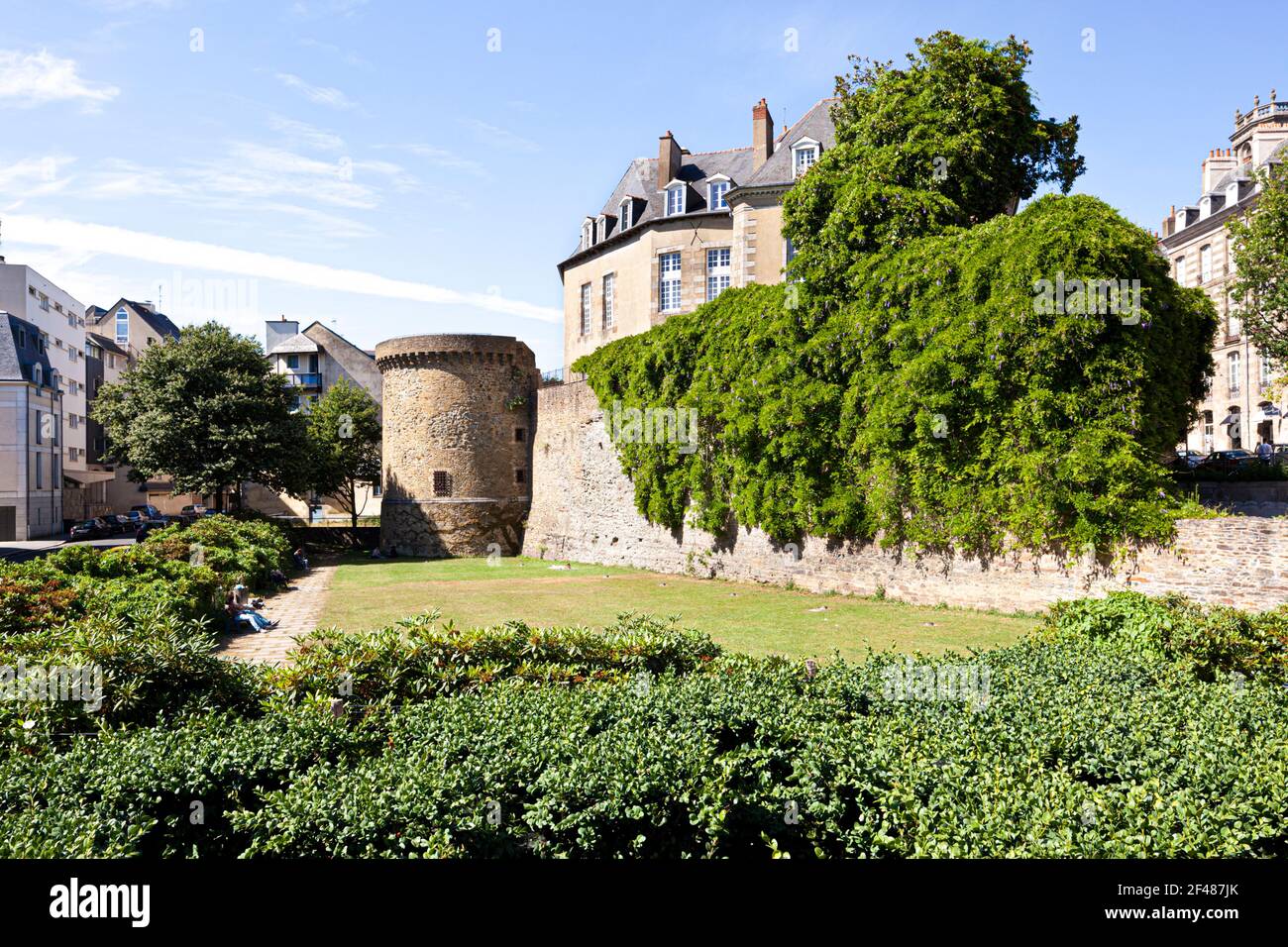 Part of the old city walls at Rennes, Brittany, France Stock Photo