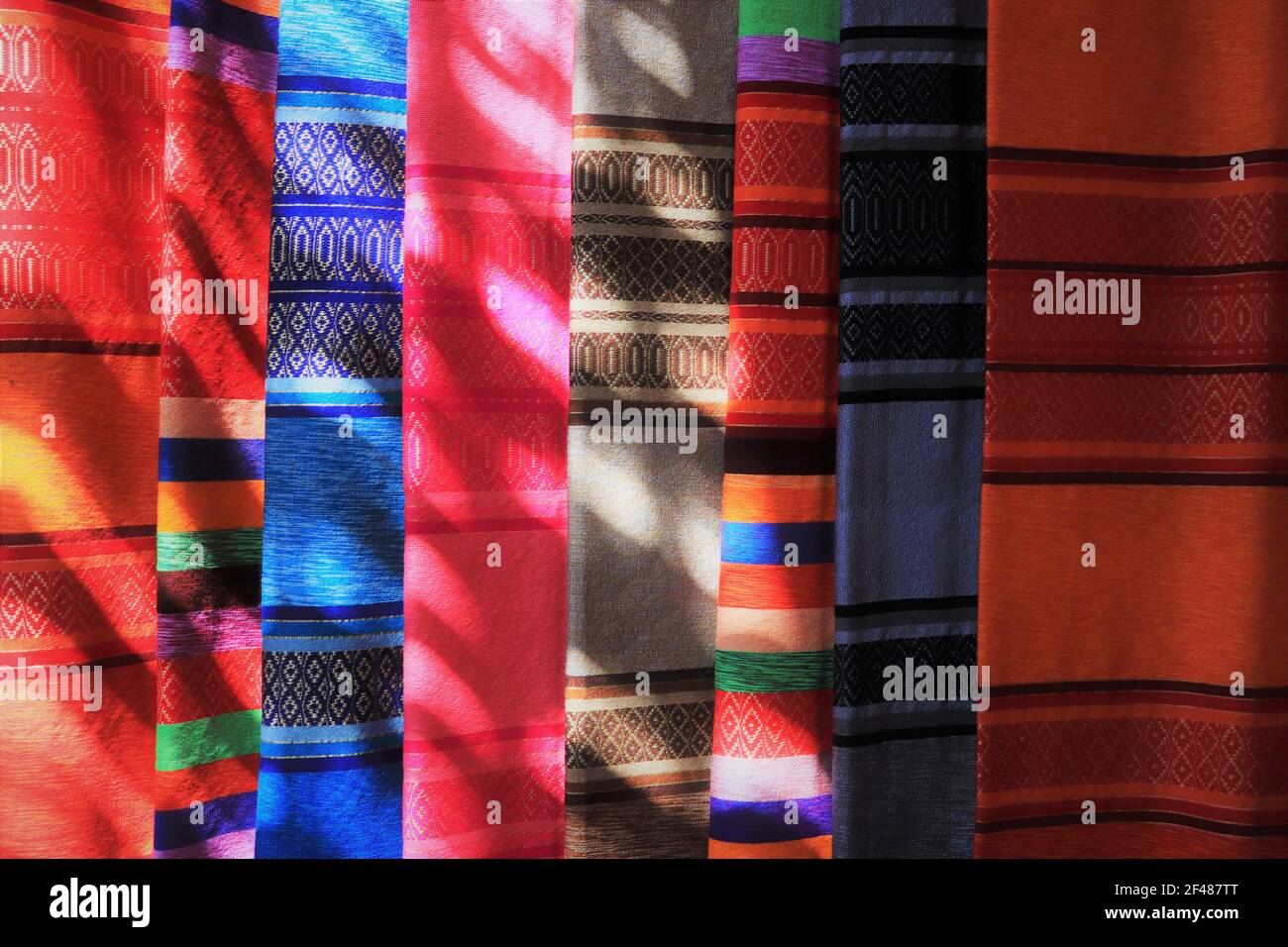 Scarves for sale in the Marrakesh Medina, Morocco Stock Photo