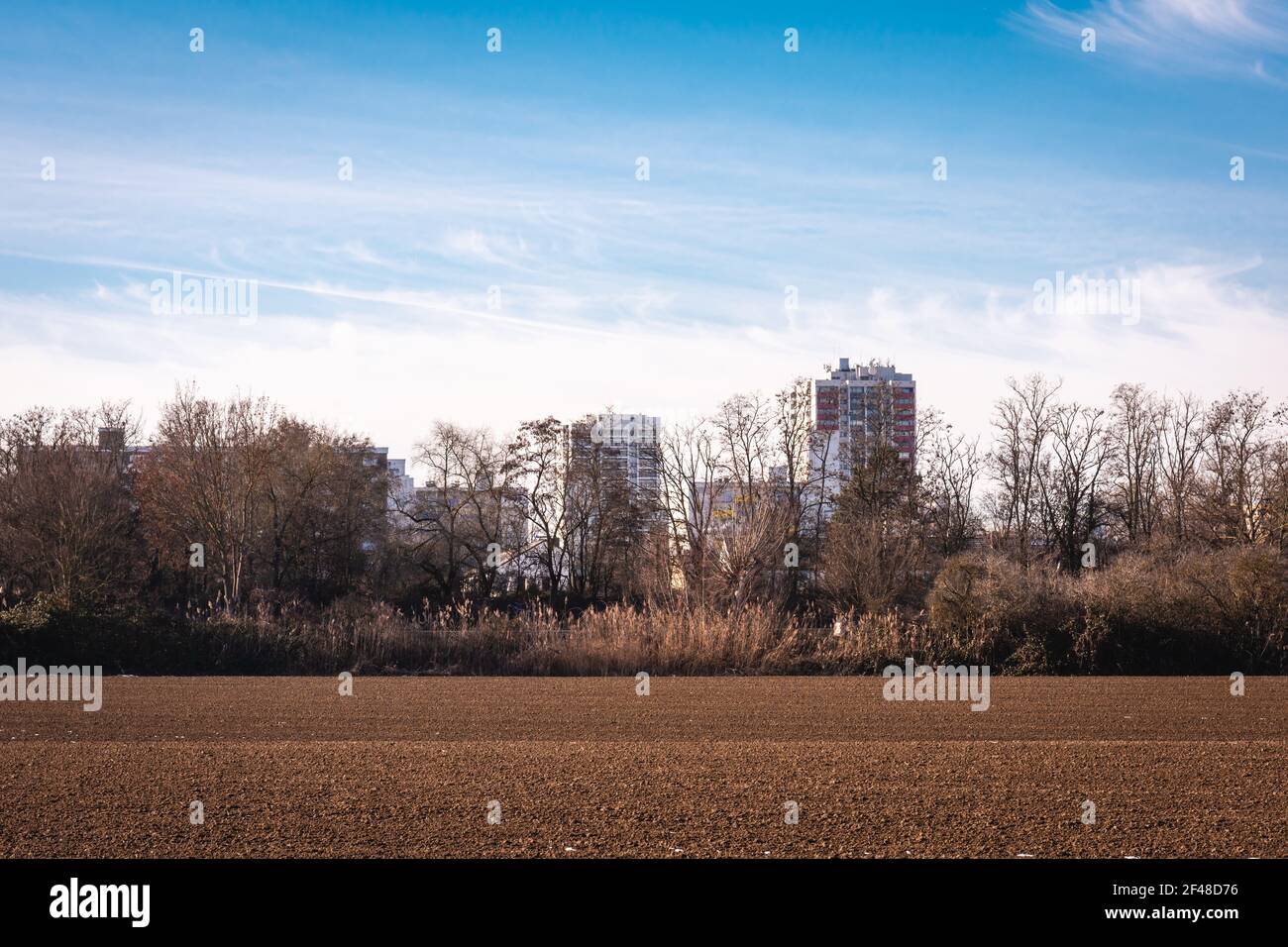 A landscape of brownfield with buildings background Stock Photo Alamy