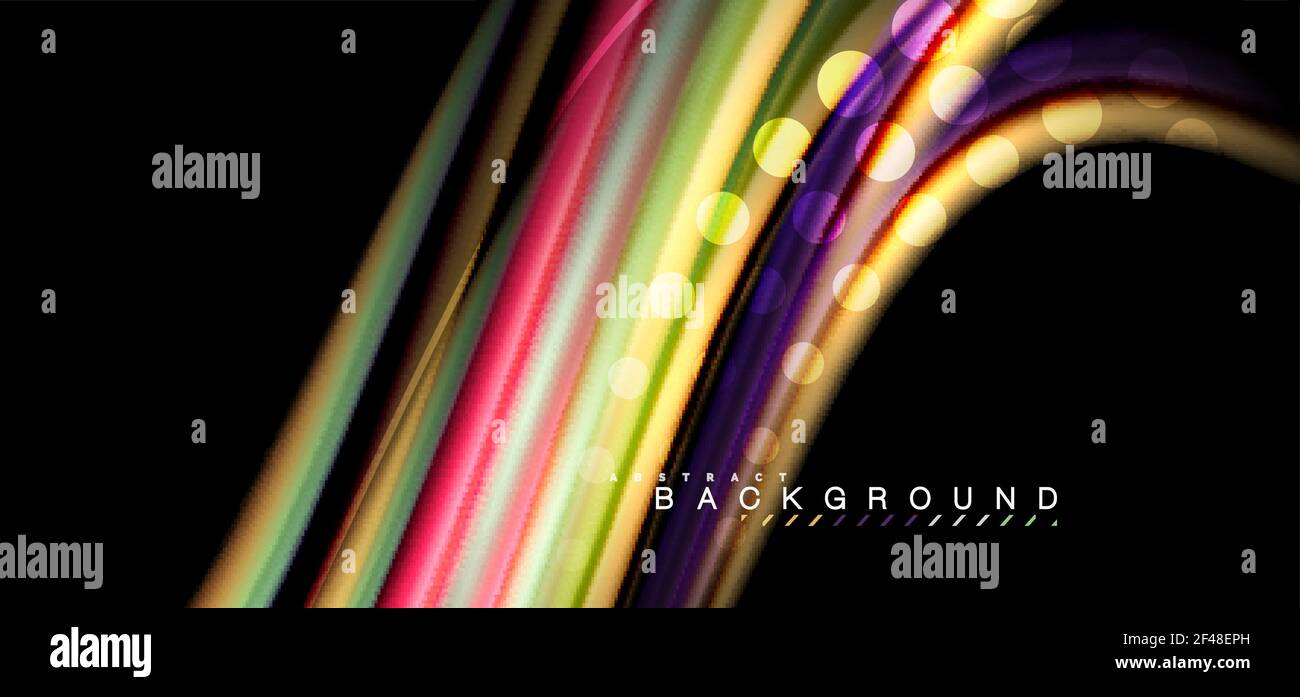 Multicolored wave lines on black background design. Multicolored wave lines on black background vector design Stock Vector