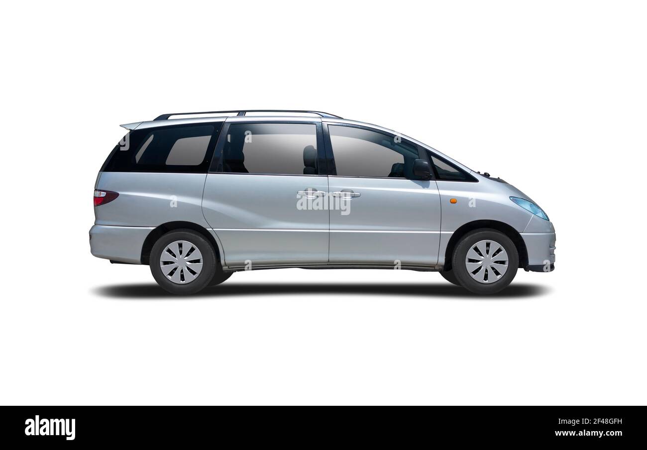 Japanese MPV car side view isolated on white background Stock Photo